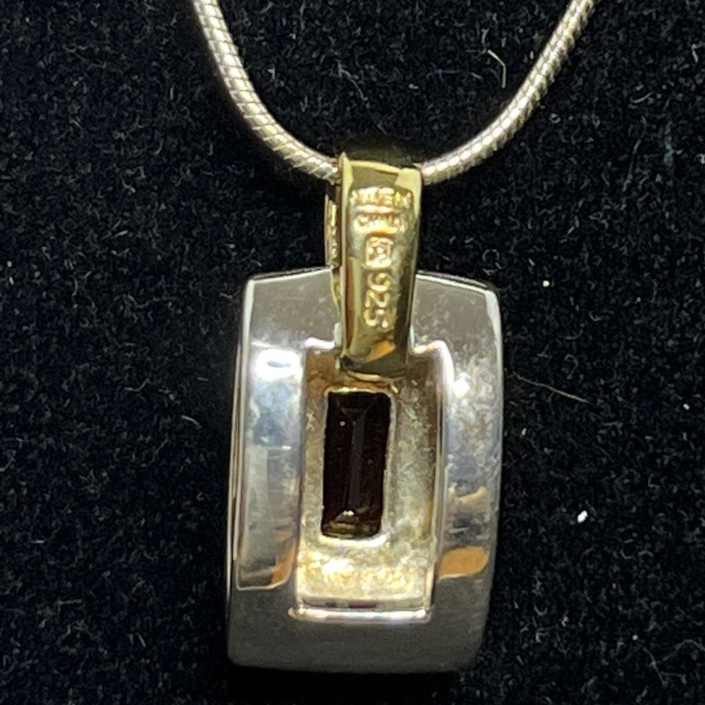 Sterling Silver Snake Chain Necklace W/Gold Tone & Sterling Pendant (4248) - Picture 5 of 7